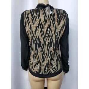 Winter Kate Silk Crepe Black & Metallic Women's Jacket W/Embroidered Sz L NWT #W